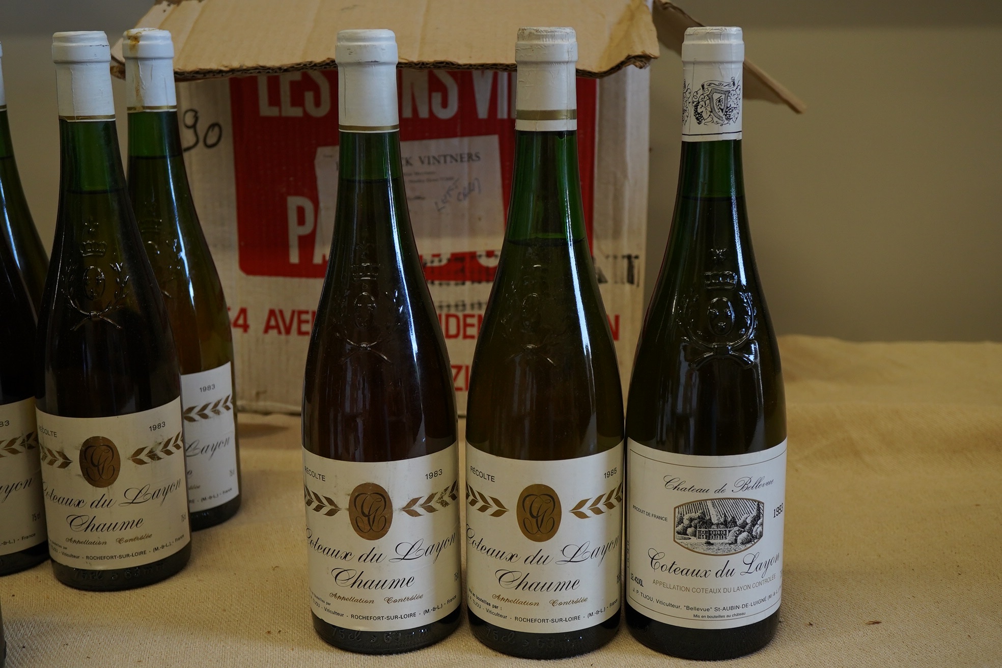 Eleven bottles of 1983 Chateau Du Layon Chaume, one 1985 bottle and one 1993 Chatueau de Bellevue Coteaux du Layon